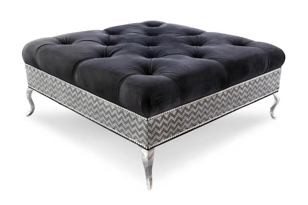 Have You Seen a Cocktail Ottoman Table Like This? Diamond Head Upholstery Tack