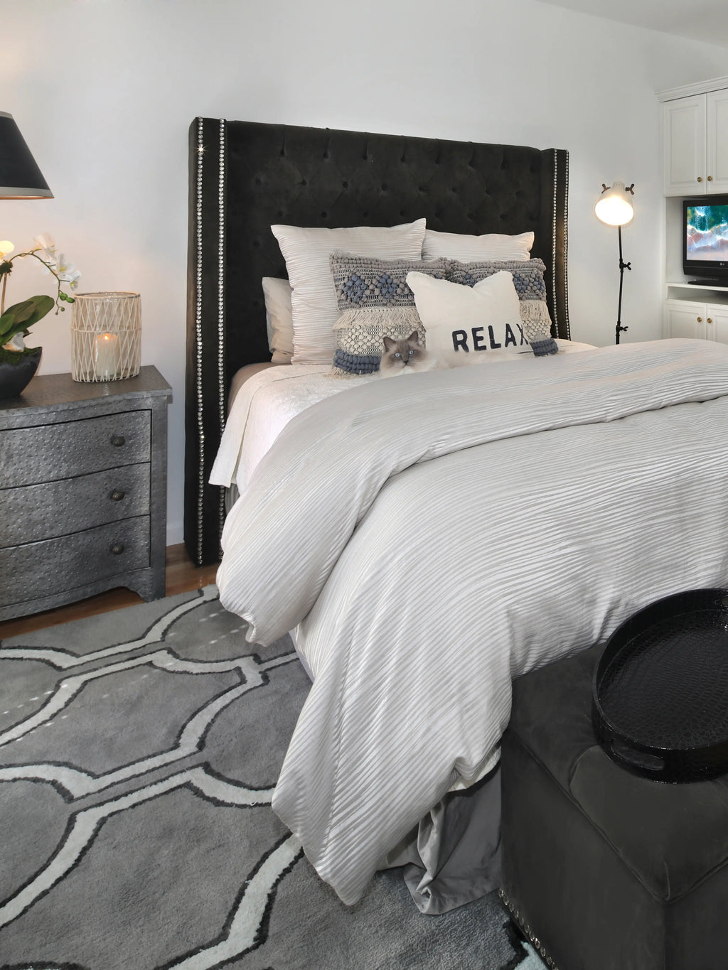 what color dresser goes with grey headboard Bush Home Somerset Ash Grey Headboard, Dresser and Nightstand Bedroom Set - Bed Bath & Beyond