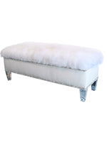 White Leather Bench Furniture Diamond Head Upholstery Tack